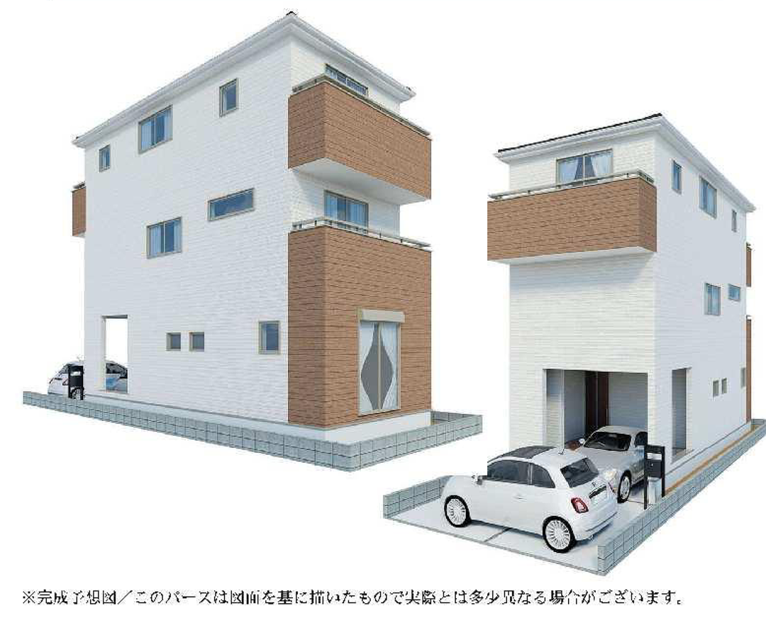外観イメージパース図 三郷市戸ケ崎新築戸建3階建
